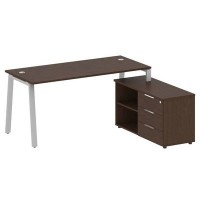 Metal System Style БА.РС-СТС-2.4 Пр (Венге цаво/серый) Рабочая станция на А-образном м/к с опорной тумбой правая