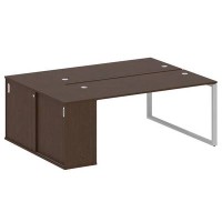 Metal System Style БО.РС-СШК-1.4 (Венге цаво/серый) Рабочая станция на О-образном м/к с опорным шкафом-купе