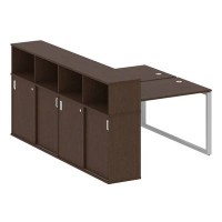 Metal System Style БО.РС-СШК-4.2 (Венге цаво/серый) Рабочая станция на О-образном м/к с опорным шкафом-купе