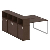 Metal System Style БО.РС-СШК-4.3 (Венге цаво/серый) Рабочая станция на О-образном м/к с опорным шкафом-купе