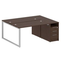 Metal System Style БО.РС-СТП-2.3 (Венге цаво/серый) Рабочая станция на О-образном м/к с опорной тумбой