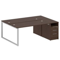 Metal System Style БО.РС-СТП-2.4 (Венге цаво/серый) Рабочая станция на О-образном м/к с опорной тумбой