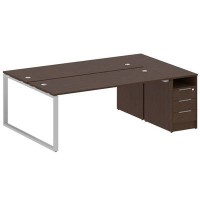 Metal System Style БО.РС-СТП-2.5 (Венге цаво/серый) Рабочая станция на О-образном м/к с опорной тумбой