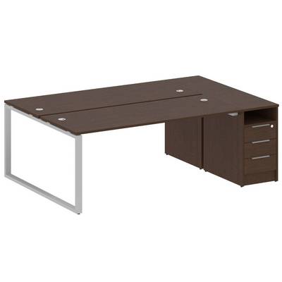 Metal System Style БО.РС-СТП-2.5 (Венге цаво/серый) Рабочая станция на О-образном м/к с опорной тумбой