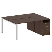 Metal System Style БП.РС-СТП-2.3 (Венге цаво/серый) Рабочая станция на П-образном м/к с опорной тумбой