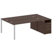 Metal System Style БП.РС-СТП-2.5 (Венге цаво/серый) Рабочая станция на П-образном м/к с опорной тумбой