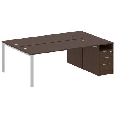 Metal System Style БП.РС-СТП-2.5 (Венге цаво/серый) Рабочая станция на П-образном м/к с опорной тумбой