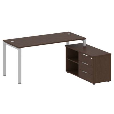 Metal System Style БП.РС-СТС-2.4 Пр (Венге цаво/серый) Рабочая станция на П-образном м/к с опорной тумбой правая