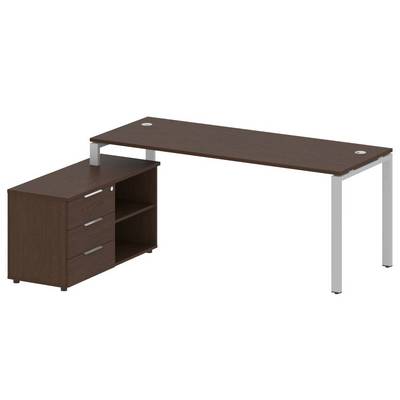 Metal System Style БП.РС-СТС-2.5 Л (Венге цаво/серый) Рабочая станция на П-образном м/к с опорной тумбой левая