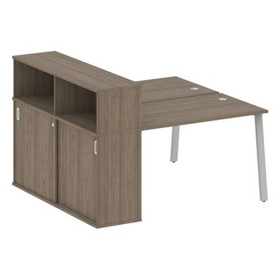 Metal System Style БА.РС-СШК-2.2 (Вяз благородный/серый) Рабочая станция на А-образном м/к с опорным шкафом-купе