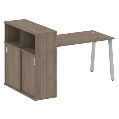 Metal System Style БА.РС-СШК-3.3 (Вяз благородный/серый) Стол письменный на А-образном м/к с опорным шкафом-купе