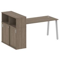 Metal System Style БА.РС-СШК-3.4 (Вяз благородный/серый) Стол письменный на А-образном м/к с опорным шкафом-купе