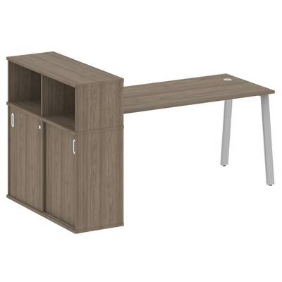 Metal System Style БА.РС-СШК-3.4 (Вяз благородный/серый) Стол письменный на А-образном м/к с опорным шкафом-купе
