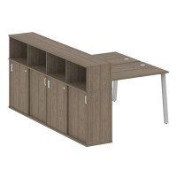 Metal System Style БА.РС-СШК-4.2 (Вяз благородный/серый) Рабочая станция на А-образном м/к с опорным шкафом-купе