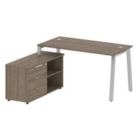 Metal System Style БА.РС-СТС-2.3 Л (Вяз благородный/серый) Рабочая станция на А-образном м/к с опорной тумбой левая