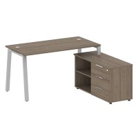 Metal System Style БА.РС-СТС-2.3 Пр (Вяз благородный/серый) Рабочая станция на А-образном м/к с опорной тумбой правая