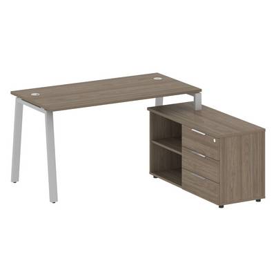 Metal System Style БА.РС-СТС-2.3 Пр (Вяз благородный/серый) Рабочая станция на А-образном м/к с опорной тумбой правая
