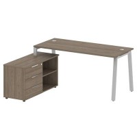 Metal System Style БА.РС-СТС-2.4 Л (Вяз благородный/серый) Рабочая станция на А-образном м/к с опорной тумбой левая