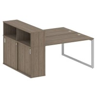 Metal System Style БО.РС-СШК-2.3 (Вяз благородный/серый) Рабочая станция на О-образном м/к с опорным шкафом-купе