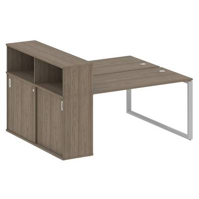 Metal System Style БО.РС-СШК-2.3 (Вяз благородный/серый) Рабочая станция на О-образном м/к с опорным шкафом-купе