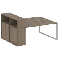 Metal System Style БО.РС-СШК-2.4 (Вяз благородный/серый) Рабочая станция на О-образном м/к с опорным шкафом-купе