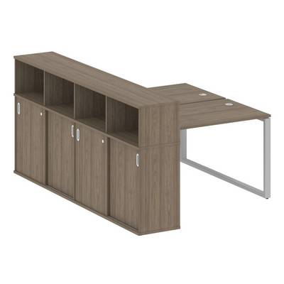 Metal System Style БО.РС-СШК-4.2 (Вяз благородный/серый) Рабочая станция на О-образном м/к с опорным шкафом-купе