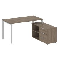 Metal System Style БП.РС-СТС-2.3 Пр (Вяз благородный/серый) Рабочая станция на П-образном м/к с опорной тумбой правая