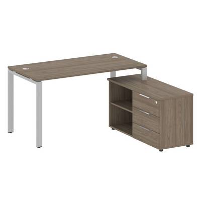 Metal System Style БП.РС-СТС-2.3 Пр (Вяз благородный/серый) Рабочая станция на П-образном м/к с опорной тумбой правая