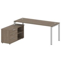 Metal System Style БП.РС-СТС-2.5 Л (Вяз благородный/серый) Рабочая станция на П-образном м/к с опорной тумбой левая