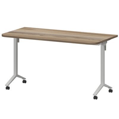 Моби МБ25-140.70Р (Дуб сафари/Белый) Стол мобильный складной радиусный