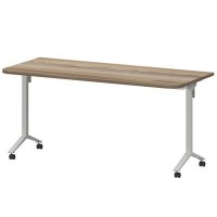 Моби МБ25-160.70Р (Дуб сафари/Белый) Стол мобильный складной радиусный