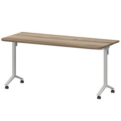 Моби МБ25-160.70Р (Дуб сафари/Белый) Стол мобильный складной радиусный