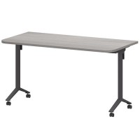 Моби МБ25-140.70Р (Лиственница/Антрацит) Стол мобильный складной радиусный