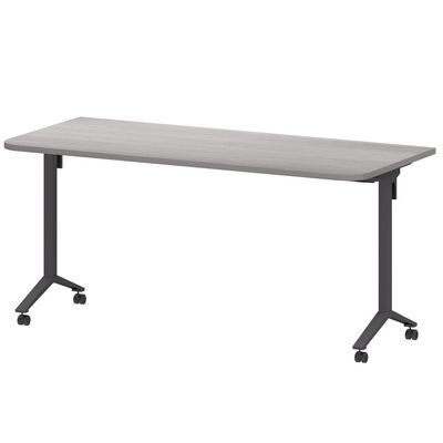 Моби МБ25-160.70Р (Лиственница/Антрацит) Стол мобильный складной радиусный