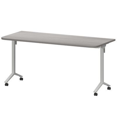 Моби МБ25-160.70Р (Лиственница/Белый) Стол мобильный складной радиусный