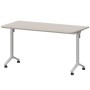 Моби МБ22-140.70Р (Ясень шимо/Белый) Стол мобильный складной радиусный