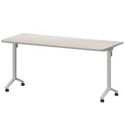 Моби МБ22-160.70Р (Ясень шимо/Белый) Стол мобильный складной радиусный