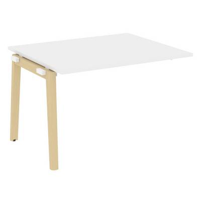 Onix Wood OW.NPRG-2 (Белый бриллиант/Дуб светлый) Проходной наборный элемент переговорного стола, опоры - массив дерева