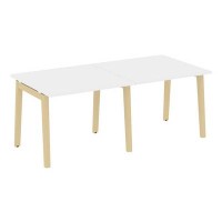 Onix Wood OW.PRG-2.1 (Белый бриллиант/Дуб светлый) Стол переговорный, 2 столешницы, опоры - массив дерева