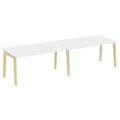 Onix Wood OW.PRG-2.4 (Белый бриллиант/Дуб светлый) Стол переговорный, 2 столешницы, опоры - массив дерева