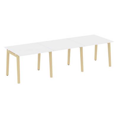 Onix Wood OW.PRG-3.1 (Белый бриллиант/Дуб светлый) Стол переговорный, 3 столешницы, опоры - массив дерева