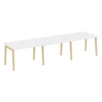 Onix Wood OW.PRG-3.2 (Белый бриллиант/Дуб светлый) Стол переговорный, 3 столешницы, опоры - массив дерева