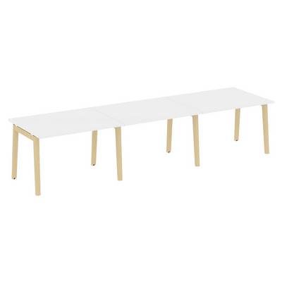 Onix Wood OW.PRG-3.2 (Белый бриллиант/Дуб светлый) Стол переговорный, 3 столешницы, опоры - массив дерева