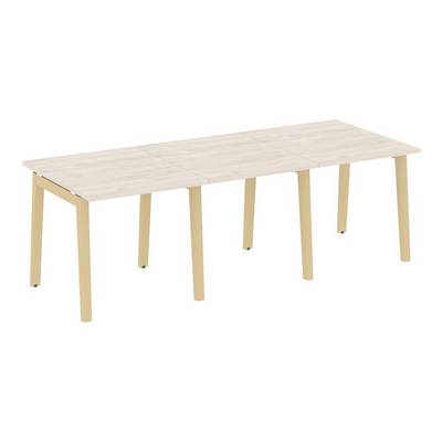Onix Wood OW.PRG-3.0 (Денвер светлый/Дуб светлый) Стол переговорный, 3 столешницы, опоры - массив дерева