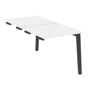 OW.D.SPR-0.8 (Белый бриллиант/Дуб темный) Стол-приставка двойной  к опорным элементам, опоры - массив дерева