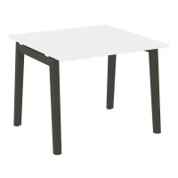 OW.PRG-1.1 (Белый бриллиант/Дуб темный) Стол переговорный, 1 столешница, опоры - массив дерева