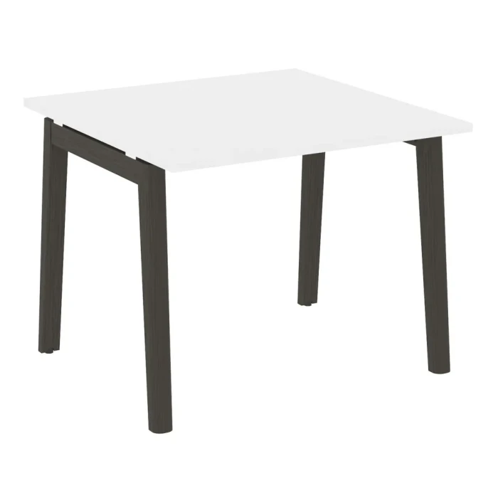 OW.PRG-1.1 (Белый бриллиант/Дуб темный) Стол переговорный, 1 столешница, опоры - массив дерева