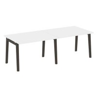 Onix Wood OW.PRG-2.2 (Белый бриллиант/Дуб темный) Стол переговорный, 2 столешницы, опоры - массив дерева