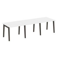 Onix Wood OW.PRG-3.1 (Белый бриллиант/Дуб темный) Стол переговорный, 3 столешницы, опоры - массив дерева