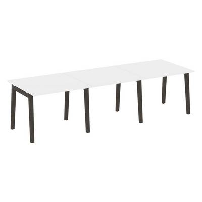 Onix Wood OW.PRG-3.1 (Белый бриллиант/Дуб темный) Стол переговорный, 3 столешницы, опоры - массив дерева